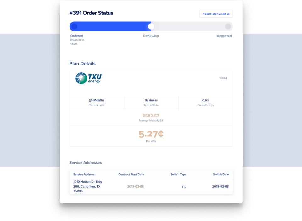 Order status prompt